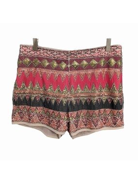 Primrose Coral Sequin Embroidered Shorts